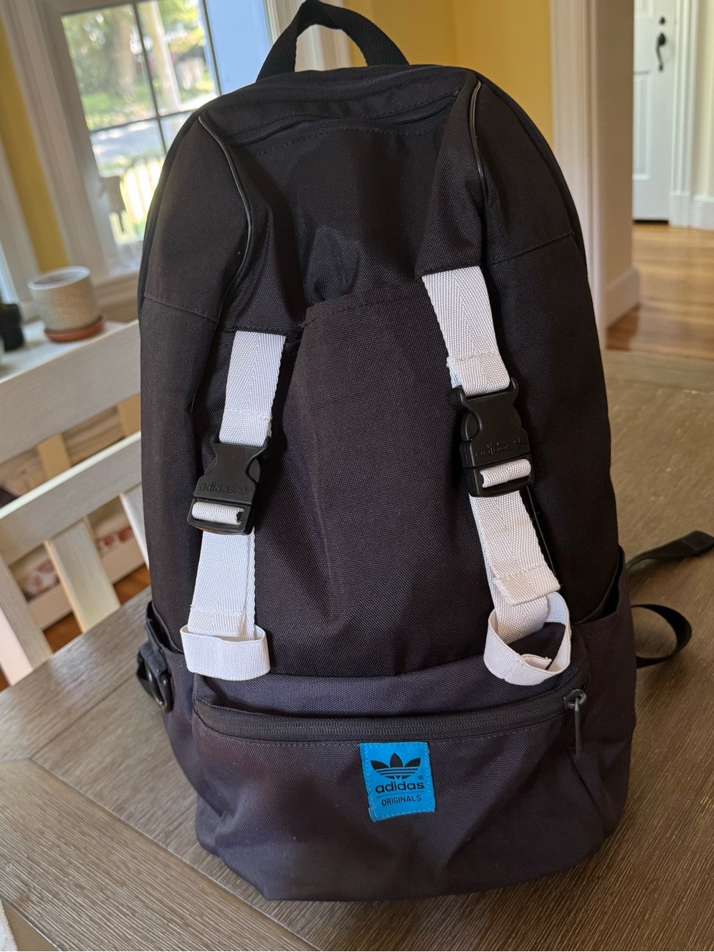 Adidas Originals Black Backpack with White Straps for School Sports Commute